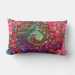 Watercolor Red Groovy Abstrakt Retro Liquid Swirl Lumbarkudde