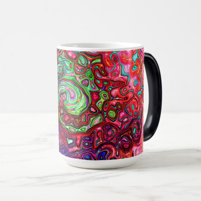 Watercolor Red Groovy Abstrakt Retro Liquid Swirl Magisk Mugg (Framsida höger)