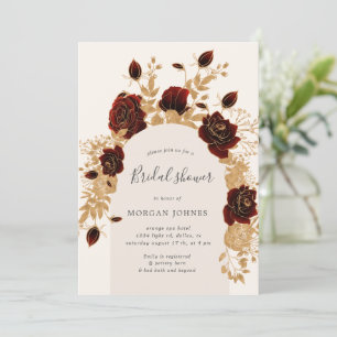 Watercolor Red Guld Ro Möhippa Inbjudan