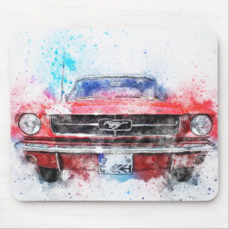 Watercolor Red Mustang Musmatta
