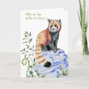 Watercolor Red Panda Studenten Kort