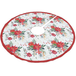 Watercolor Red Poinsettia Bouquet jul Julgransmatta Borstad Polyester
