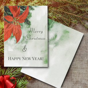 Watercolor Red Poinsettia God jul Inbjudningar