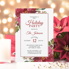 Watercolor Red Poinsettia Helgdag jul Party Inbjudningar