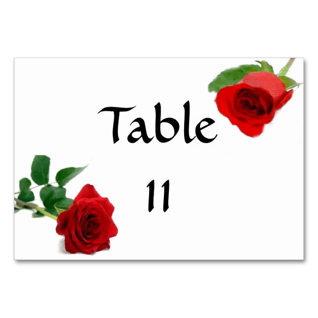 Watercolor Red Rose - Tablecard Bordsnummer (Framsidan)