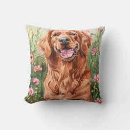 Watercolor Red Setter Hund Home Décor Cushion Kudde