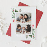 Watercolor Red Winterberry and Holly Two Photo Helgkort<br><div class="desc">Skicka festive cheer i stil med vårt anpassade-fotokort med helgdag- och vinbär med vattenfärg. Denna botaniska utformning av helgdag kombinerar den tidlösa skönheten hos vattenfärgen holly löv med vinterkarmen säsong. Perfekt för familjer, vänner eller hälsning i företaget. Det här fotokortet ger en personlig med plats för ditt favoritfoto och anpassningsbar-meddelande...</div>