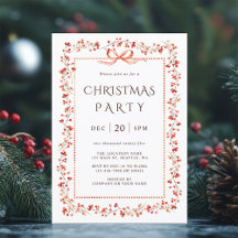 Watercolor Red Winterberry Ram jul Party