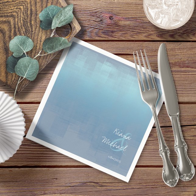 Watercolor Reflections Wedding Dusty Blue ID774 Pappersservett (Skapare uppladdad)