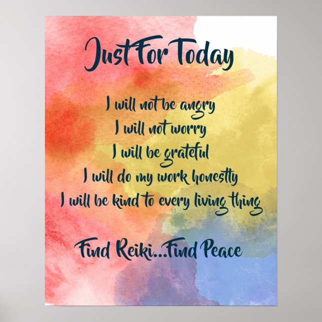 Watercolor Reiki Principles Poster (Framsidan)