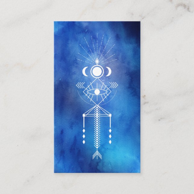 *~* Watercolor Reiki Tribal Aztec Primär Helig Visitkort (Framsida)