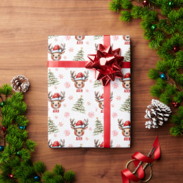 Watercolor Reindeer Anpassningsbar Gift Wrap Presentpapper