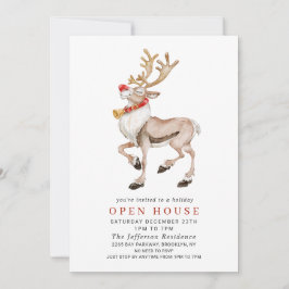 Watercolor Reindeer CHRISTMAS HELGDAG OPEN HOUSE Inbjudningar