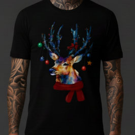 Watercolor Reindeer Christmas Ornaments Holiday T Shirt