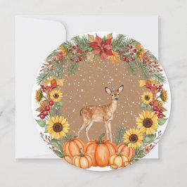 Watercolor reindeer wreath  kort