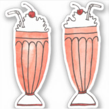 Watercolor Retro Milkshakes Teckning Stickers