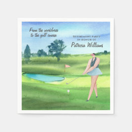 Watercolor Retrött Golf Women on Golf Course Pappersservett