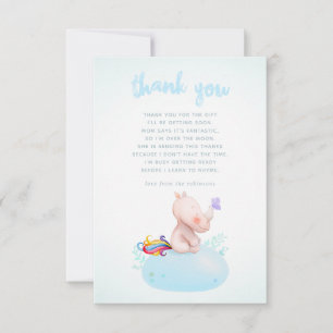 Watercolor Rhino Unicorn Pojke Shower Tack Kort