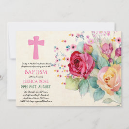Watercolor Ro BAPTISM Girls, Woman Inbjudningskort
