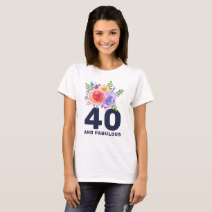 Watercolor Ro Blommigt Bouquet Fabulous 40 T Shirt