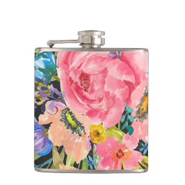 Watercolor Ro Blommigt Bouquet Fickplunta