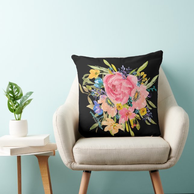 Watercolor Ro Blommigt Bouquet Kudde (Stol)