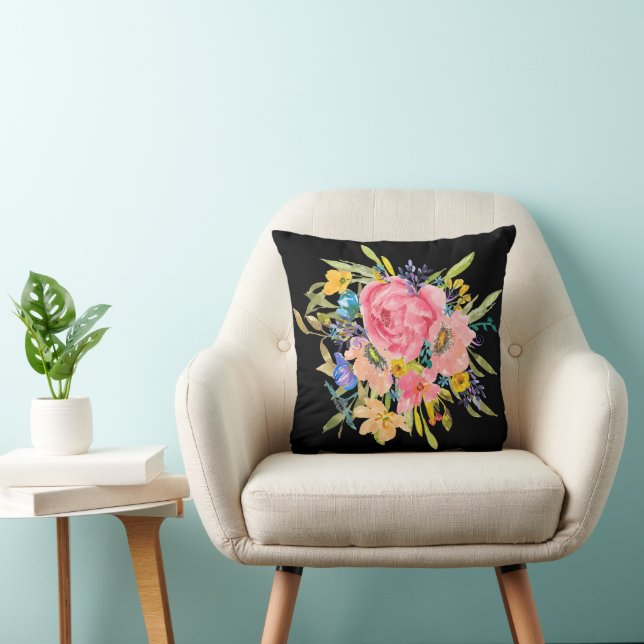 Watercolor Ro Blommigt Bouquet Kudde (Stol)