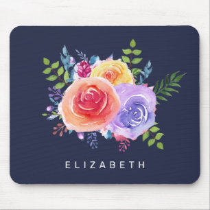 Watercolor Ro Blommigt Bouquet Musmatta