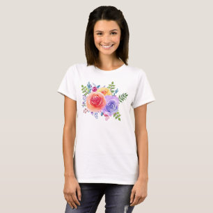 Watercolor Ro Blommigt Bouquet T Shirt