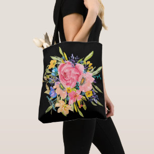 Watercolor Ro Blommigt Bouquet Tygkasse