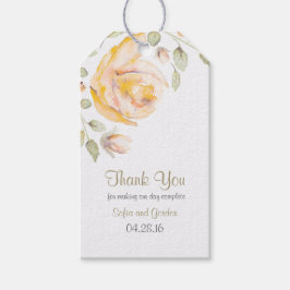 Watercolor Ro Blommigt Bröllop Presentetikett