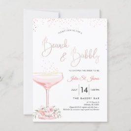 Watercolor Ro Brunch BubLY Rosa Champagne Inbjudningar