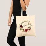 Watercolor Ro Burgundy Blommigt Wandeans Namn Tygkasse<br><div class="desc">Elegant vattenfärgsutandning av ro burgundy vin blommigt med modernt skript namn. Underbar presentidé till väskan för bröllopsfest,  speciell eller för dig.</div>