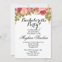 Watercolor Ro & Glitter Bachelorette Party Inbjudningar