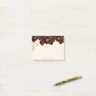 Watercolor Ro Guld Burgundy Monogram Post-it Block