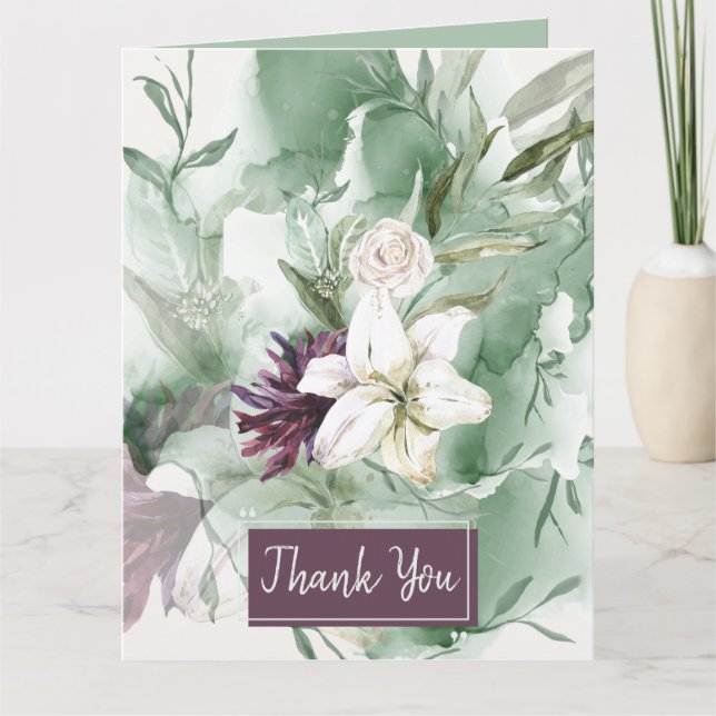 Watercolor Ro, Lily, Magnolia Kort (Framsida)