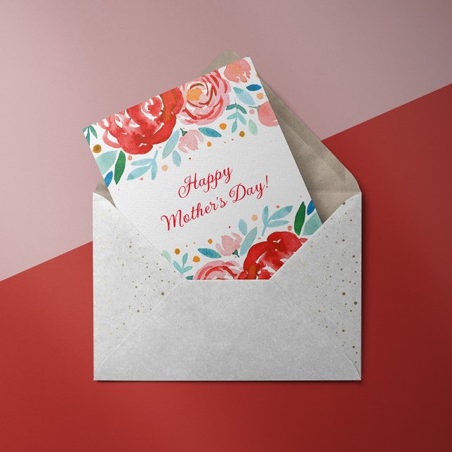 Watercolor ro Mors dag Kort (Skapare uppladdad)