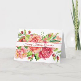 Watercolor Ro och Berries Grandmor Birthday Kort