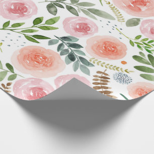 Watercolor Ro och Greenery Löv Presentpapper