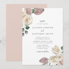 Watercolor Ro och Orchids Bröllop Inbjudningar