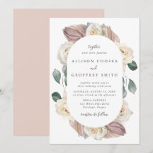 Watercolor Ro och Orchids Oval Ram Bröllop