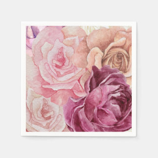 "Watercolor Ro Papper Napkins - Elegant Blommigt D Pappersservett