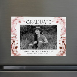 Watercolor Ro Quartz Crystals Photo Studenten Magnetisk Inbjudningskort