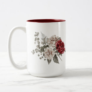 Watercolor Ro Vår Bouquet & Kärlek Quote Två-Tonad Mugg