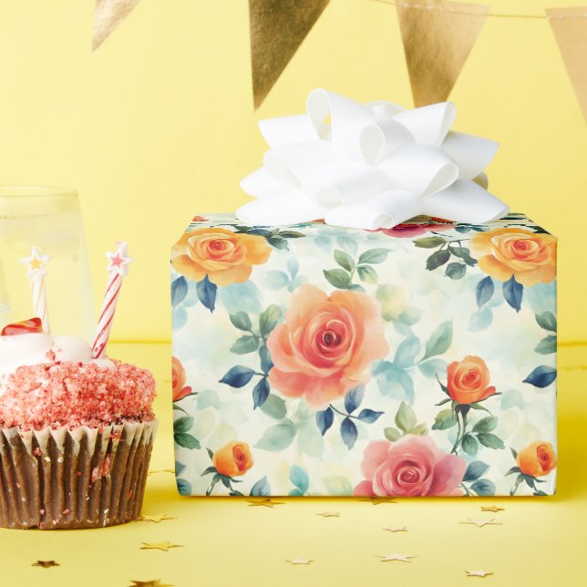 Watercolor Ro Wrapping Papper Roll Presentpapper (Födelsedagsfest)