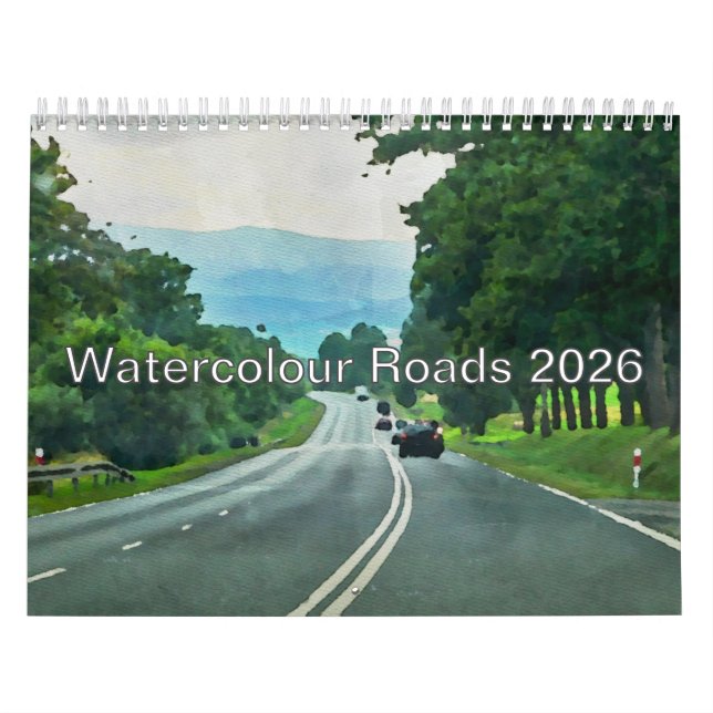 Watercolor Road Calendar USA Helgdagars&Christian Kalender (Omslag)