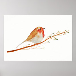 Watercolor Robin Bird Poster
