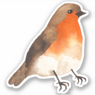 Watercolor Robin Garden Bird Sticker Klistermärken