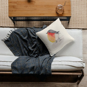 Watercolor Robin Pillow Kudde