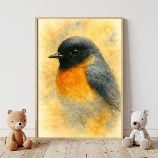 Watercolor Robin Porträtt Poster (Skapare uppladdad)